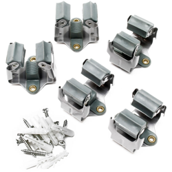 Ganci portascope a muro set 5 pezzi Supporto a parete scope mop mazze acciaio características
