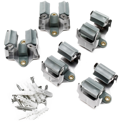 Ganci portascope a muro set 5 pezzi Supporto a parete scope mop mazze acciaio