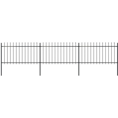 Recinzione Giardino con Punta a Lancia in Acciaio 5,1x1 m Nera - Nero - Youthup