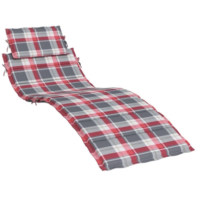 Cuscino per Lettino Prendisole a Quadri Rossi 186x58x4 cm - Multicolore - Vidaxl