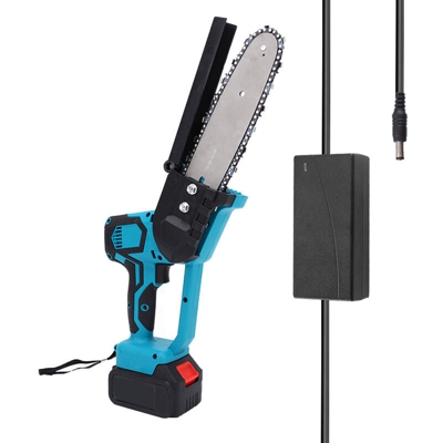 Asupermall - Mini motosega elettrica a batteria da 8 pollici, una carica e una carica, blu