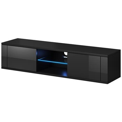 Mobile Tv Led Lilak Rtv. Rtv. Mobile Porta Tv Con Mensola E Illuminazione A Led. Colore: Nero / nero Lucido