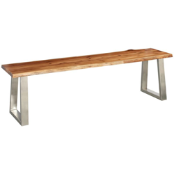 Panca 160 cm in Legno Massello d'Acacia e Acciaio Inox en oferta