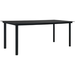 Tavolo da Giardino Nero 190x90x74 cm in Acciaio e Vetro - Nero - Youthup en oferta