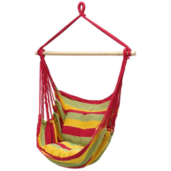 Amaca poltrona sedia sospesa giardino campeggio con 2 cuscini rosso/giallo/verde características