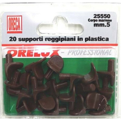 Oreca - 20 Suporti Reggipiano In Plastica Marrone, Con Perno 5Mm