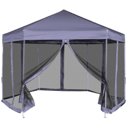 Gazebo Esagonale Pop-Up con 6 Pareti Blu Scuro 3,6x3,1 m - Blu - Youthup en oferta