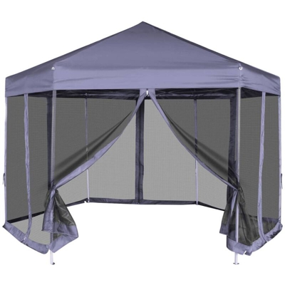Gazebo Esagonale Pop-Up con 6 Pareti Blu Scuro 3,6x3,1 m - Blu - Youthup