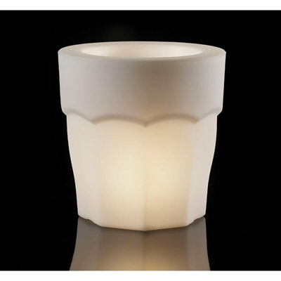 Vaso tondo 'Spritz' con luce indoor, per fiori e piante, in resina, da giardino.