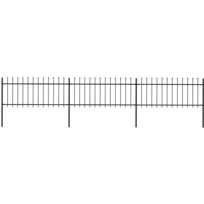 Recinzione Giardino con Punta a Lancia in Acciaio 5,1x0,8m Nera - Nero - Youthup