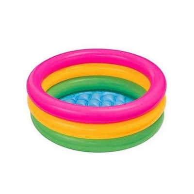 Tradeshop - PISCINA BAGNETTO GONFIABILE 3 ANELLI ROTONDA BAMBINI SPIAGGIA MARE 60X25CM