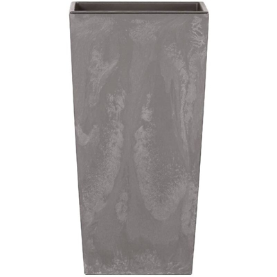 Vaso di fiori Urbi in plastica effetto quadrato alto 16,3 L CON vasca color grigio chiaro 42 (altezza) x 22 (larghezza) x 22 (profondità) cm
