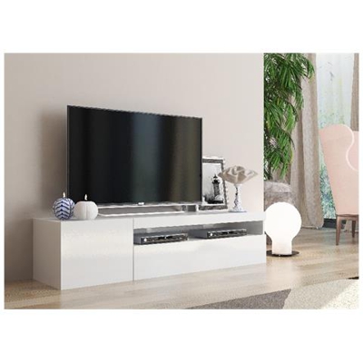 Mobile Porta Tv Daiquiri - Con Ante, Mensole, Ripiani - Da Salotto, Soggiorno - Bianco In Legno, 150 X 40 X 36,5 Cm
