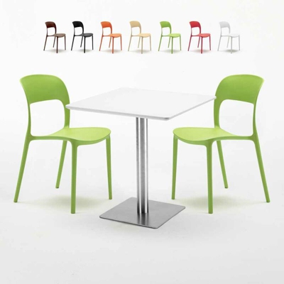 Ahd Amazing Home Design - Tavolo 70x70 cm con 2 sedie colorate Restaurant Strawberry | Verde 2