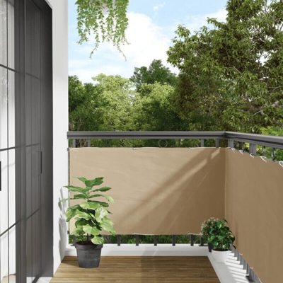 Paravento da Balcone in Tessuto Oxford 75x400 cm Beige - Beige - Vidaxl