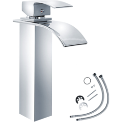 Tectake - Rubinetto effetto cascata, modello 1 - miscelatore cucina, miscelatore lavabo, miscelatore bagno - grigio en oferta