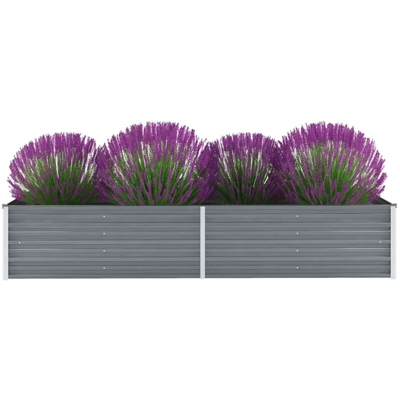 Letto Rialzato Giardino in Acciaio Zincato 240x80x45 cm Grigio