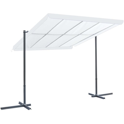 Gazebo con Tetto Mobile Inclinabile 350x250x225 cm Crema - crema - Youthup