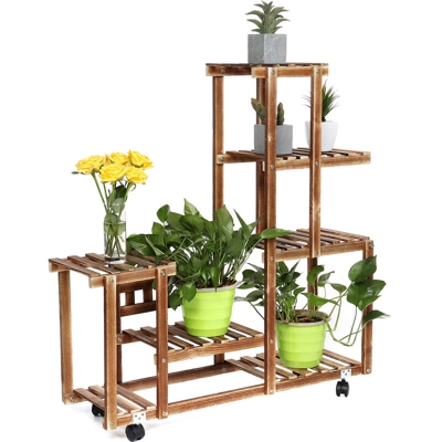 Mensola per fiori in legno Mensola per fiori Mensola per balcone con rotelle G6