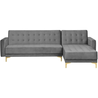 Divano letto angolare in velluto grigio versione sinistra ABERDEEN