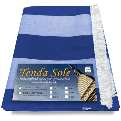 TENDA SOLE DA ESTERNO GIARDINO BALCONE RIGA PARI BLU CONFEZIONATA Cm. 140x350