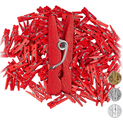 Relaxdays - Mollette in Legno, Set da 144, Matrimoni, Feste, Ferma Foto, Deco per Regali, DIY, Rosso precio