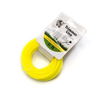 vhbw filo trimmer falciante diametro 2,4mm per rasaerba decespugliatore - 15 metri, giallo, in nylon, resistente - filo di ricambio per tagliaerba