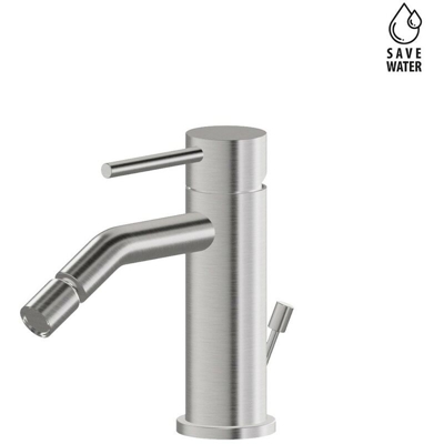Miscelatore bidet in ottone cromato con piletta di scarico 1'1/4 Newform X-STEEL 69625X | Piletta con salterello 1'1/4 - Acciaio Spazzolato