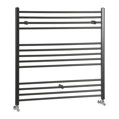 Hudson Reed Nox Scaldasalviette Piatto di Design Verticale - Termoarredo Bagno ad Acqua Calda - Acciaio Nero - 829W - 1000 x 1000mm