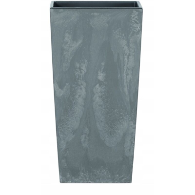 Vaso di fiori Urbi in plastica effetto quadrato alto 26,6 L CON vasca color grigio chiaro 50 (altezza) x 26,5 (larghezza) x 26,5 (profondità) cm