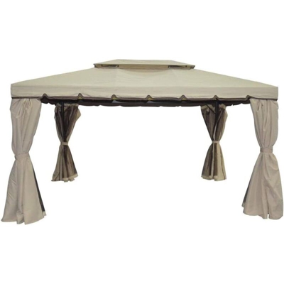 Gazebo Roma in alluminio verniciato con telo in poliestere beige - Marrone
