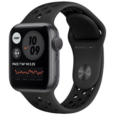Nike+ Watch 6 40mm Impermeabile 5ATM GPS WiFi / Bluetooth con Cassa in alluminio Grigio siderale e Cinturino Nike Sport Regular Nero Antracite