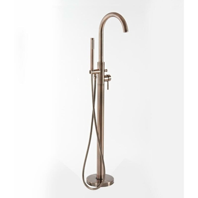 Hudson Reed Amara Gruppo Vasca Freestanding con Doccetta - Rubinetto Miscelatore a Terra per Vasche da Bagno - Ottone Rame Spazzolato - 1190 x 160mm