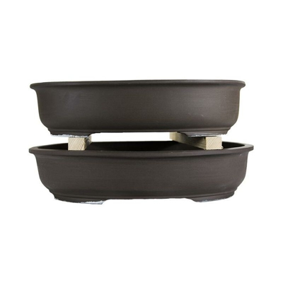 Vasi per bonsai Giapponesi Morrisan ovali in gres (Set da n.2 pezzi) - B22-36