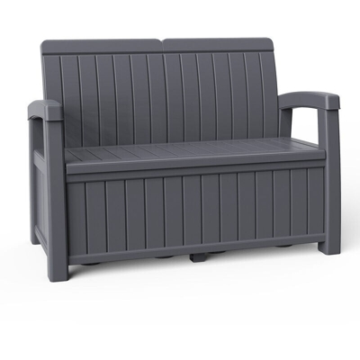 Baule Cassapanca in Resina da Giardino Vita Grigio Antracite 124x66x90 cm 230 L - Gardiun