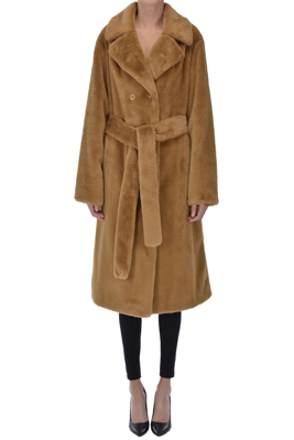 Faustine double-breasted eco-fur coat