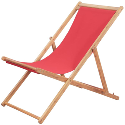 Asupermall - Sdraio da Spiaggia Pieghevole in Tessuto e Telaio Legno Rosso precio