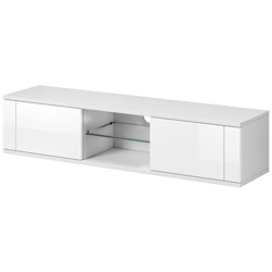 Mobile Tv Lilak Rtv. Rtv. Mobile Tv Con Mensola. Colore: Bianco / bianco Lucido en oferta
