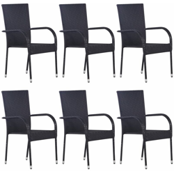 YOUTHUP Sedie da Esterno Impilabili 6 pz in Polyrattan Nere - Nero precio