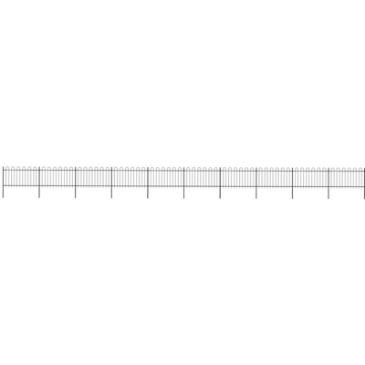 Recinzione Giardino con Punta Tonda in Acciaio 17x1 m Nera - Nero - Youthup