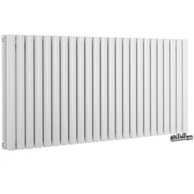 Hudson Reed Revive Caldae Radiatore Termoarredo di Design Orizzontale - Termosifone Doppio Con Finitura Bianca - Attacchi Centrali - 2241W - 635 x