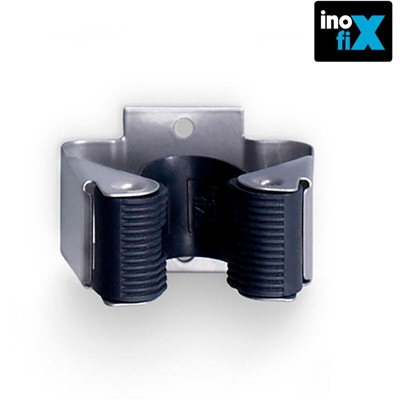 Inofix Saint Genis - Porta scopa adesivo Inofix EDM 66557 cromato opaco (blister 2 pezzi)