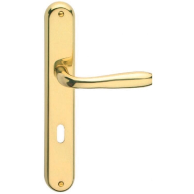 maniglia serie Goccia con placca in lega oro lucido quadro 8/70 mm