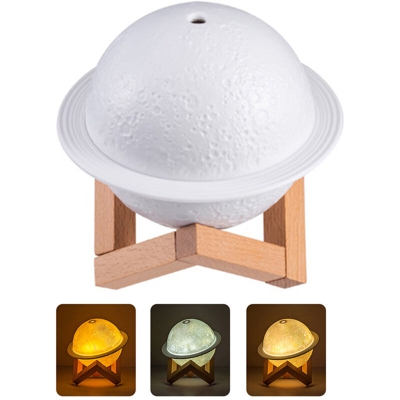 Desktop White Star sezione presa USB 3D stampa di Saturno camera da letto della lampada di notte umidificatore luce USB pianeta
