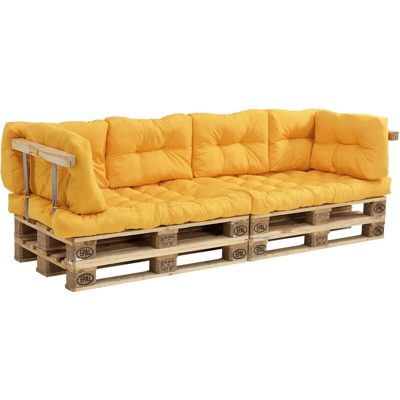 [en.casa] - Cuscini per palette - a 8 pezzi - cuscino sedile + cuscino schienale [color senape] divano a palette adatto per dentro e fuori