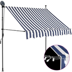 Tenda da Sole Retrattile Manuale con LED 100 cm Blu e Bianco - Multicolore - Vidaxl precio