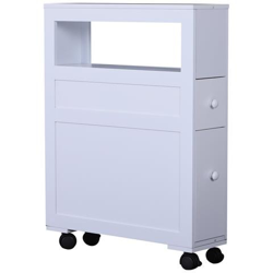 Mobiletto Salvaspazio Da Bagno In Legno Con Ripiano E 2 Cassetti, Bianco 16x52x66cm características