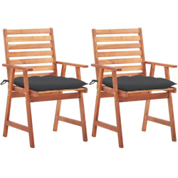 vidaXL Sedie da Pranzo da Esterni con Cuscini 2 pz Massello di Acacia - Marrone precio