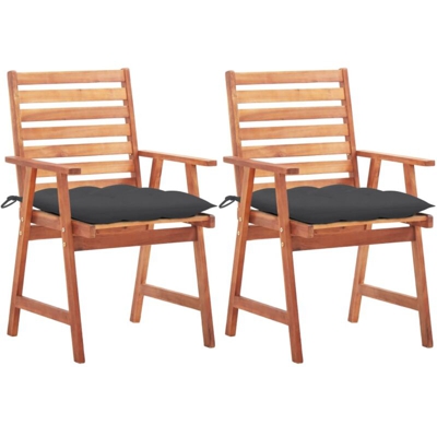 vidaXL Sedie da Pranzo da Esterni con Cuscini 2 pz Massello di Acacia - Marrone