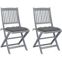 vidaXL Sedie da Giardino Pieghevoli 2 pz con Cuscini Massello Acacia - Grigio en oferta
